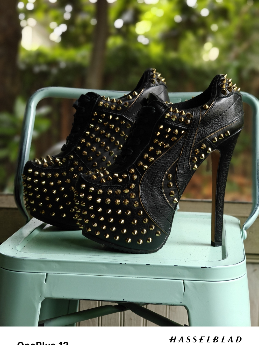 ZIGI girl Black Platform Stiletto Booties with Gold Studs